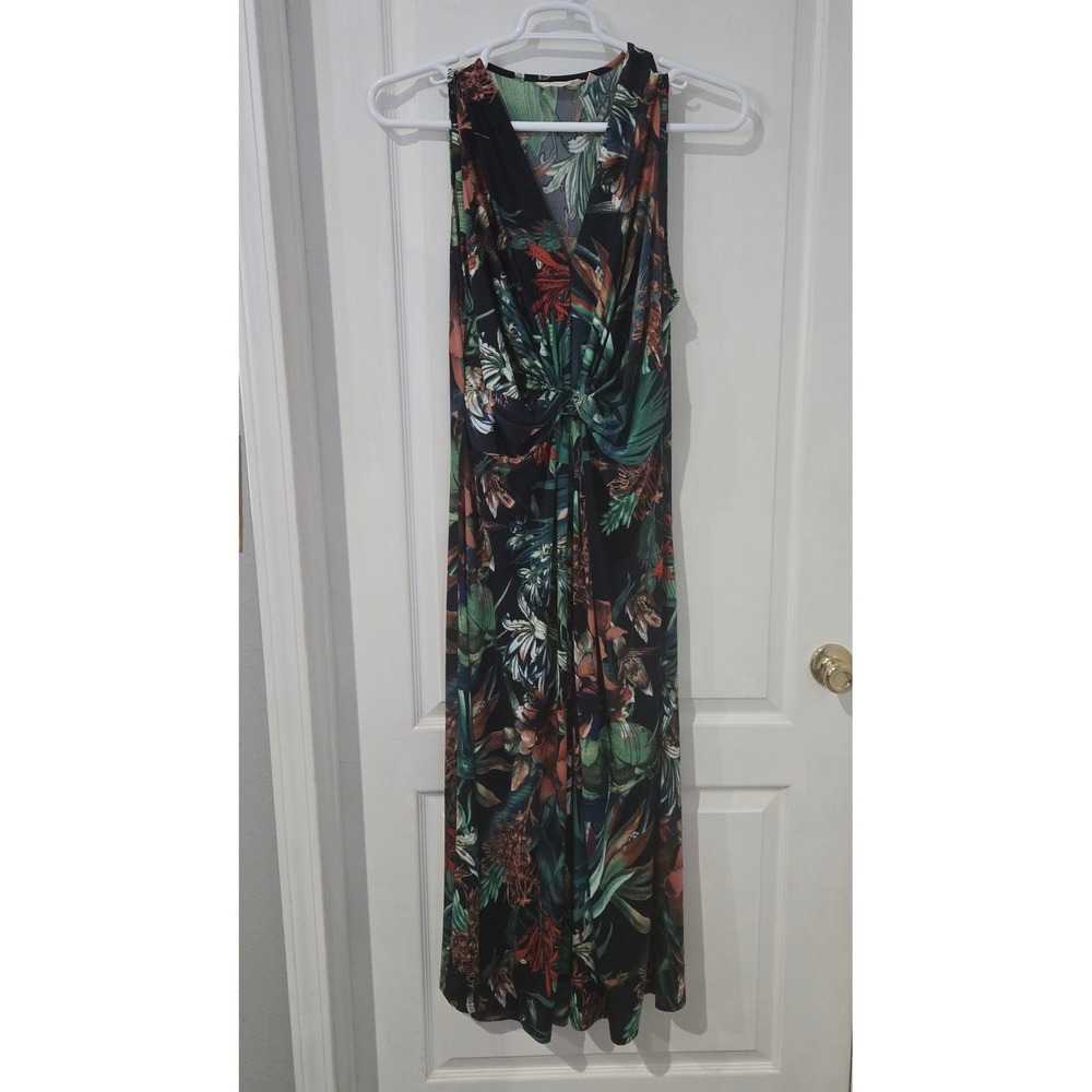 Soft Surroundings Maxi Dress Womens PXL Multi Tropical Floral Twist Front Boho